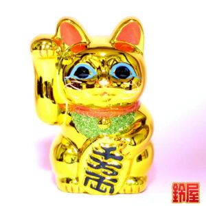 金色の招き猫の置物・右手上げ1